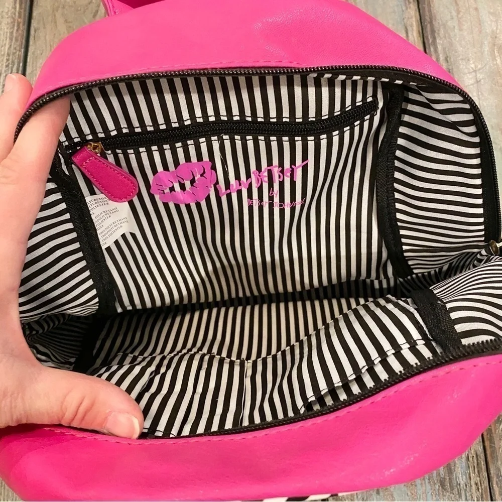Betsey Johnson Plaid Houndstooth Backpack Handbag White Black Pink Barbie